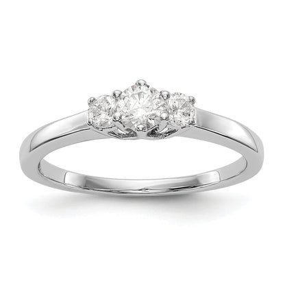 14K White Gold 3 Stone Simulated Diamond Engagement Ring