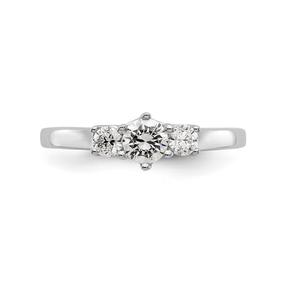 14K White Gold 3 Stone Simulated Diamond Engagement Ring