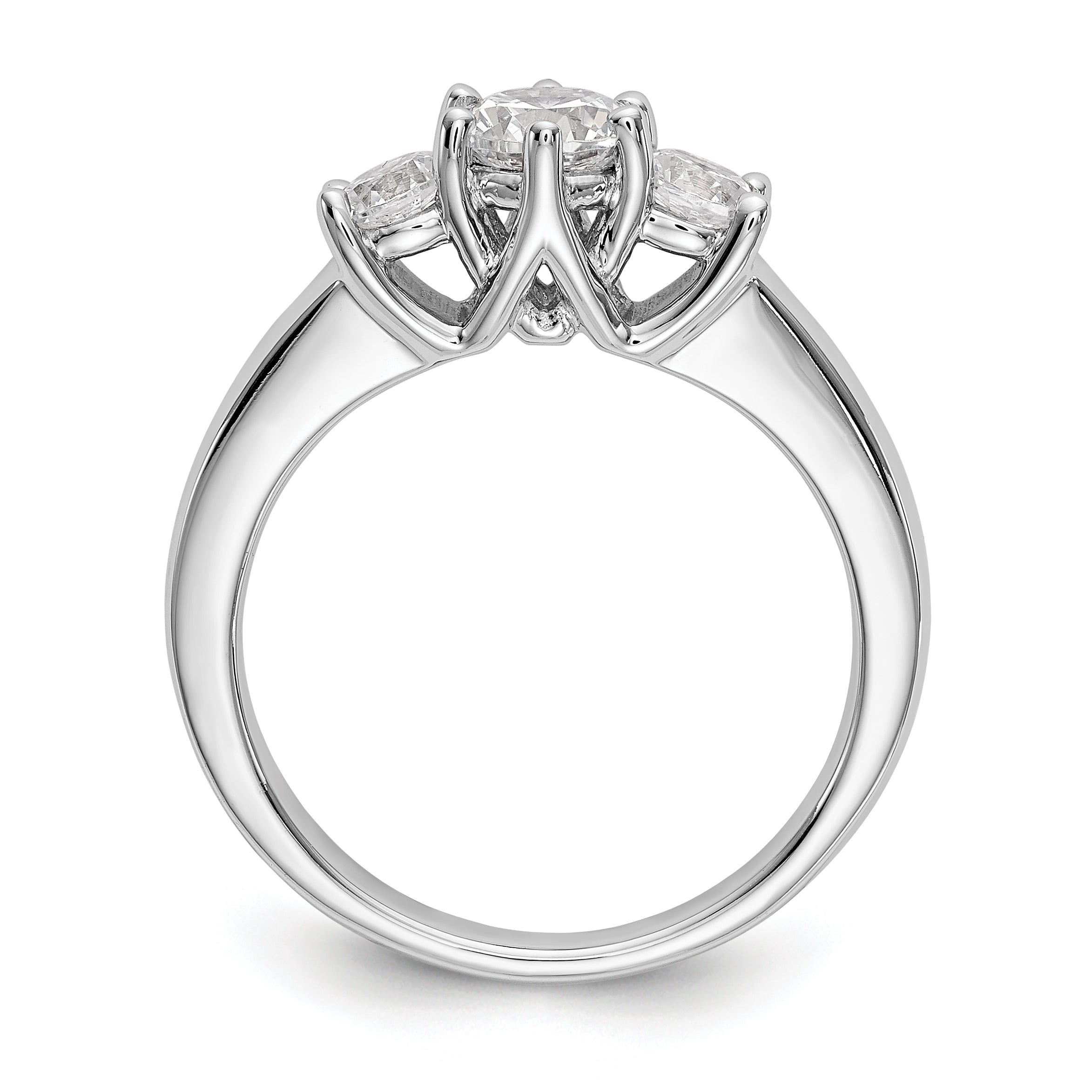 14K White Gold 3 Stone Simulated Diamond Engagement Ring