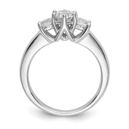 14K White Gold 3 Stone Simulated Diamond Engagement Ring
