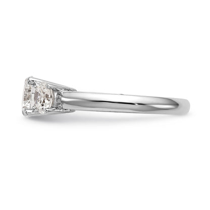 14K White Gold 3 Stone Simulated Diamond Engagement Ring