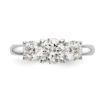 14K White Gold 3 Stone Simulated Diamond Engagement Ring