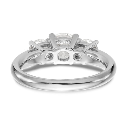 14K White Gold 3 Stone Simulated Diamond Engagement Ring