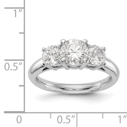 14K White Gold 3 Stone Simulated Diamond Engagement Ring