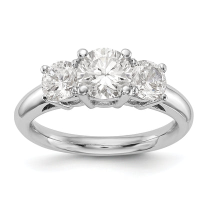 14K White Gold 3 Stone Simulated Diamond Engagement Ring