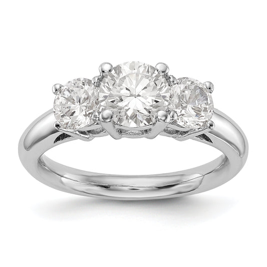 14K White Gold 3 Stone Simulated Diamond Engagement Ring