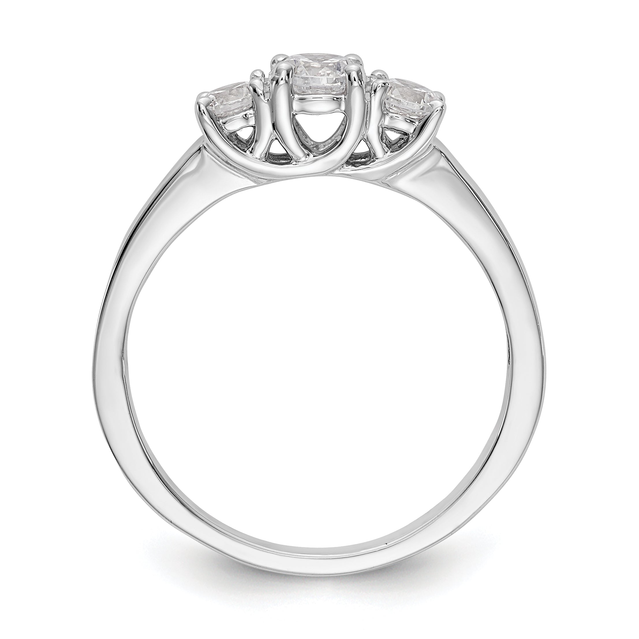 14K White Gold 3 Stone Simulated Diamond Engagement Ring