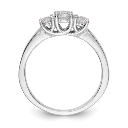 14K White Gold 3 Stone Simulated Diamond Engagement Ring
