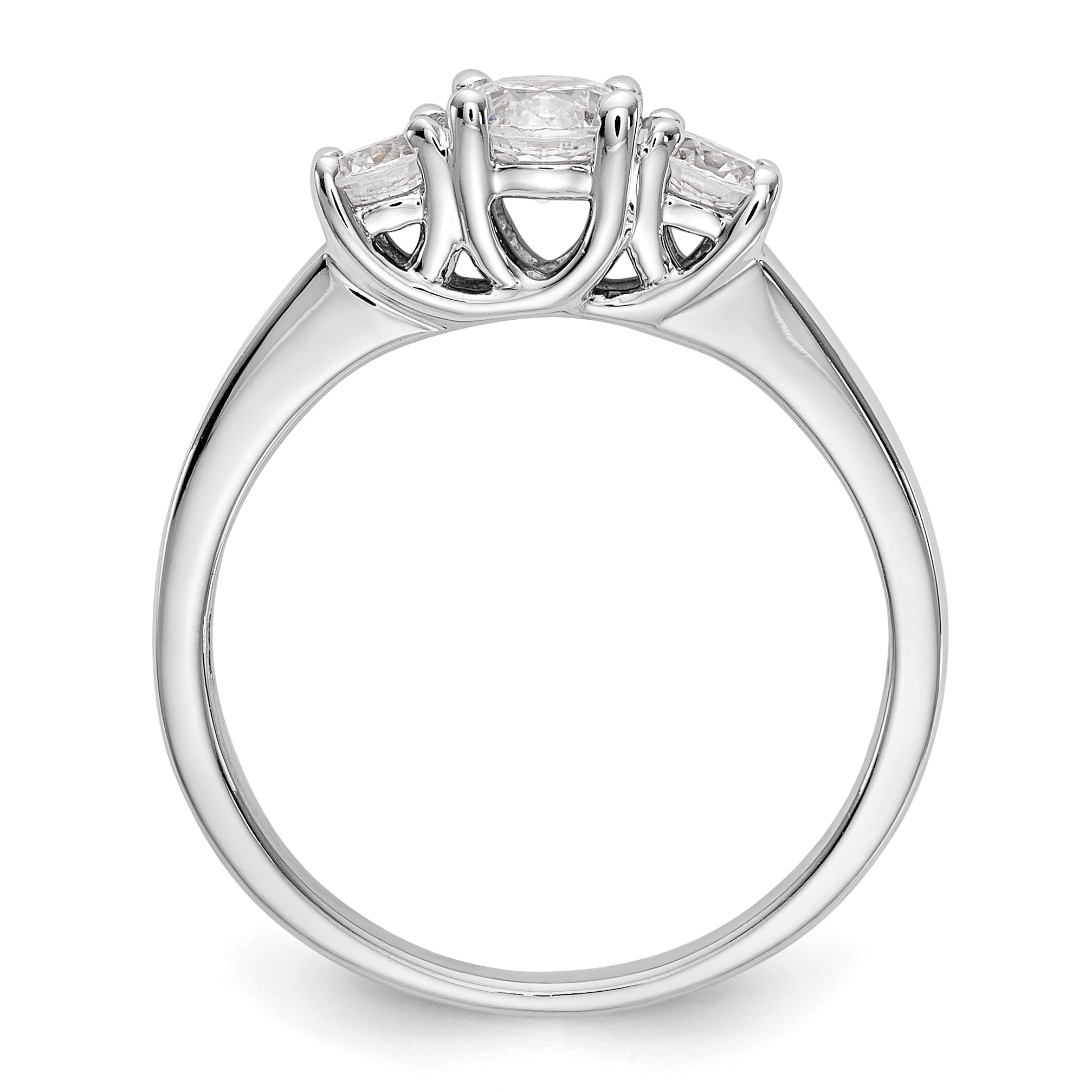 14K White Gold 3 Stone Simulated Diamond Engagement Ring