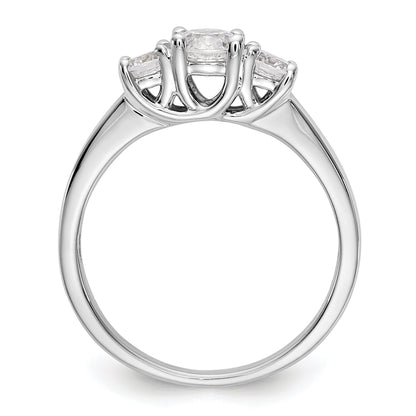 14K White Gold 3 Stone Simulated Diamond Engagement Ring