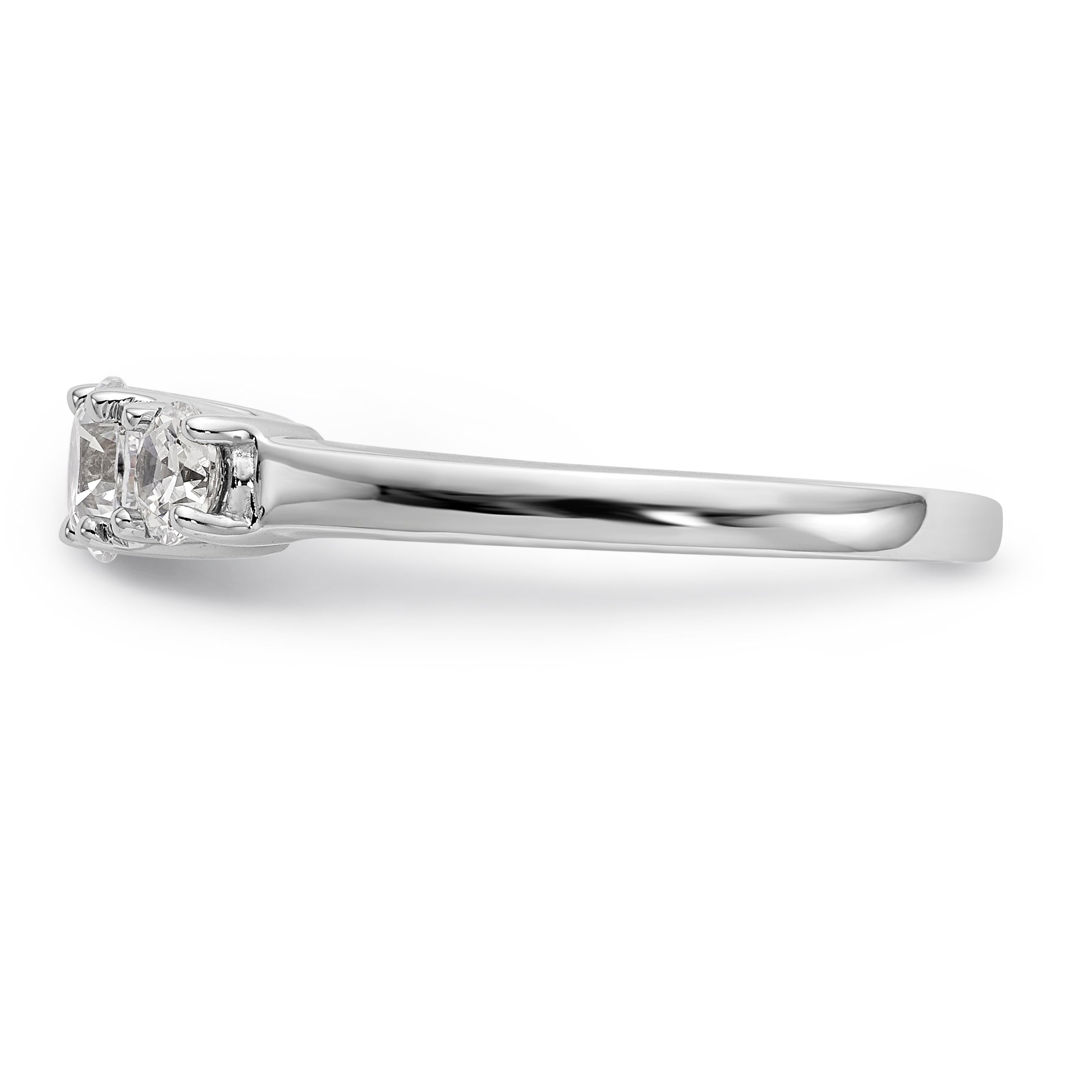 14K White Gold 3 Stone Simulated Diamond Engagement Ring