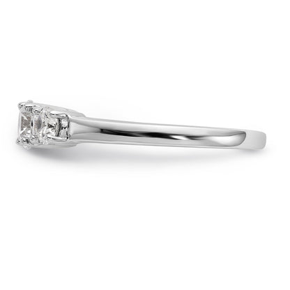 14K White Gold 3 Stone Simulated Diamond Engagement Ring