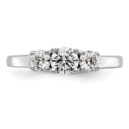14K White Gold 3 Stone Simulated Diamond Engagement Ring