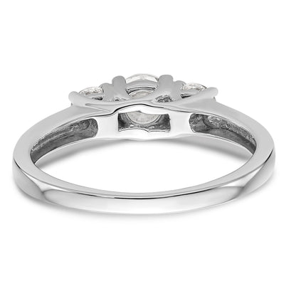 14K White Gold 3 Stone Simulated Diamond Engagement Ring