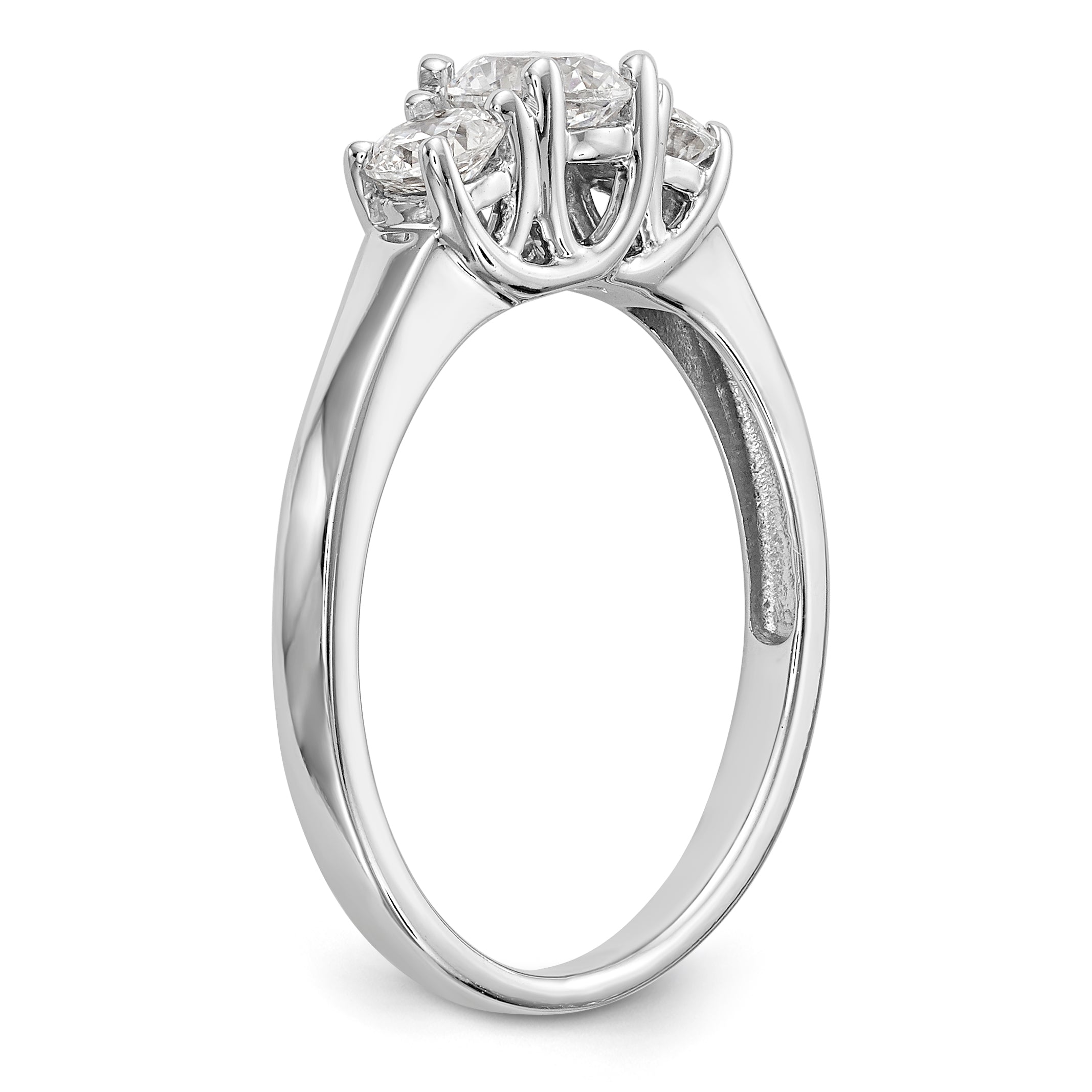 14K White Gold 3 Stone Simulated Diamond Engagement Ring