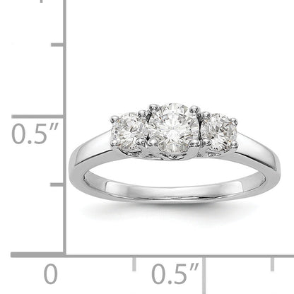 14K White Gold 3 Stone Simulated Diamond Engagement Ring