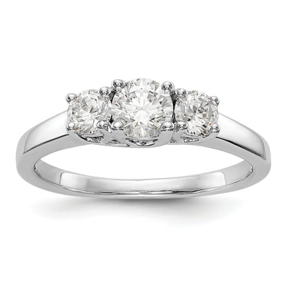 14K White Gold 3 Stone Simulated Diamond Engagement Ring