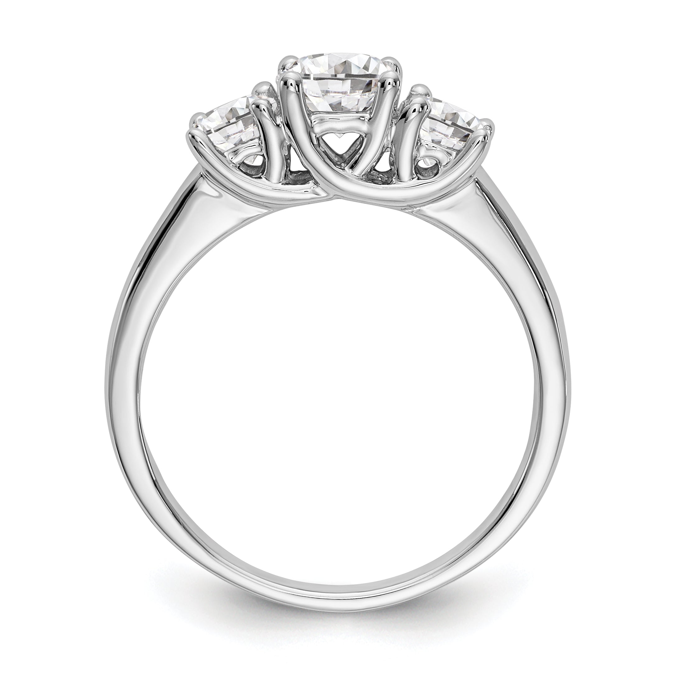 14K White Gold 3 Stone Simulated Diamond Engagement Ring