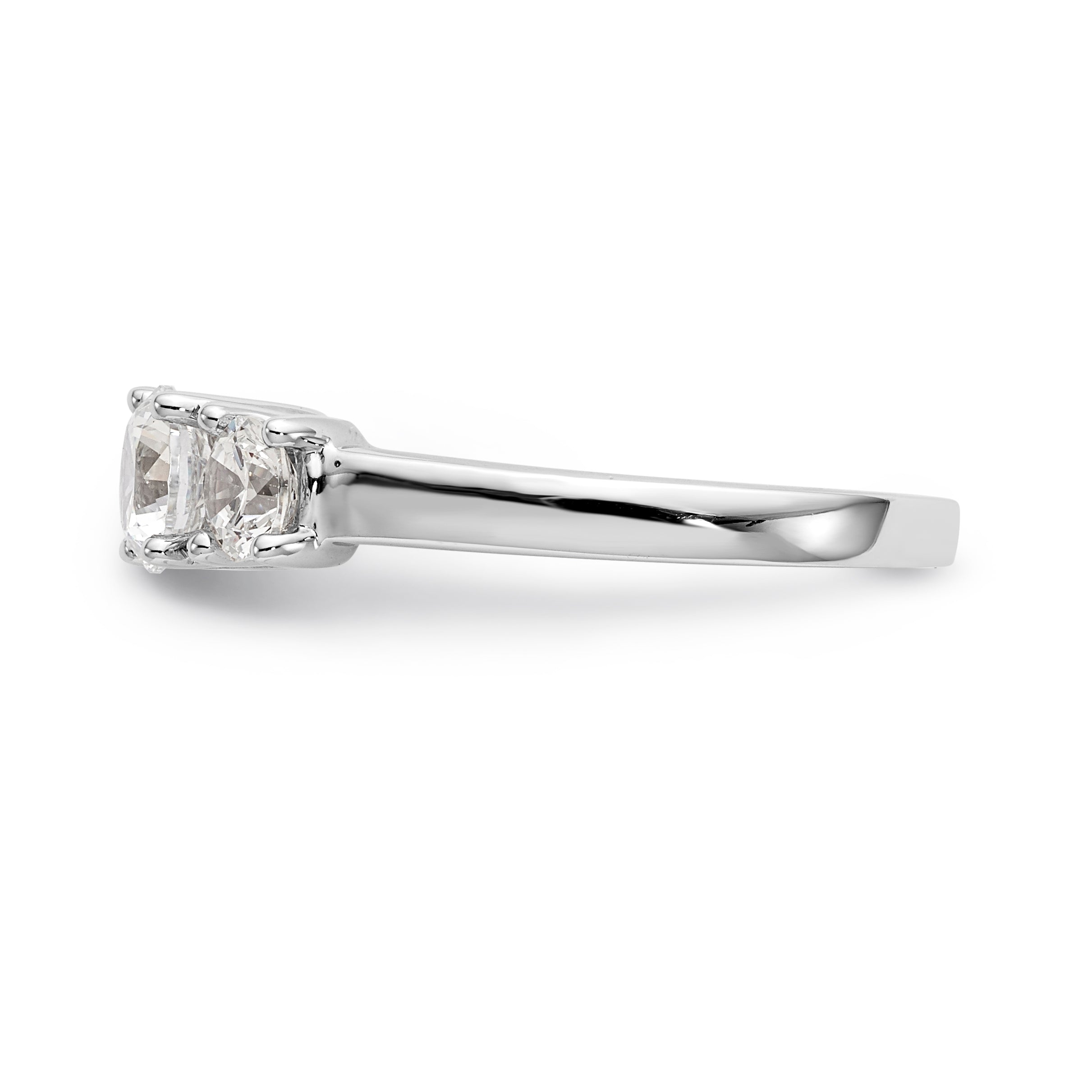 14K White Gold 3 Stone Simulated Diamond Engagement Ring