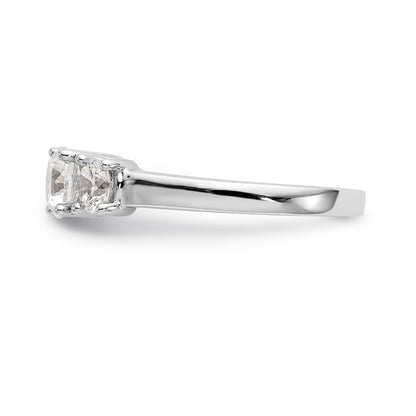 14K White Gold 3 Stone Simulated Diamond Engagement Ring