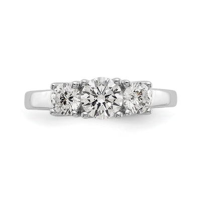 14K White Gold 3 Stone Simulated Diamond Engagement Ring
