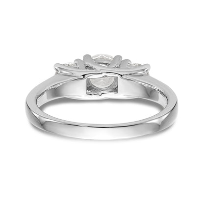 14K White Gold 3 Stone Simulated Diamond Engagement Ring