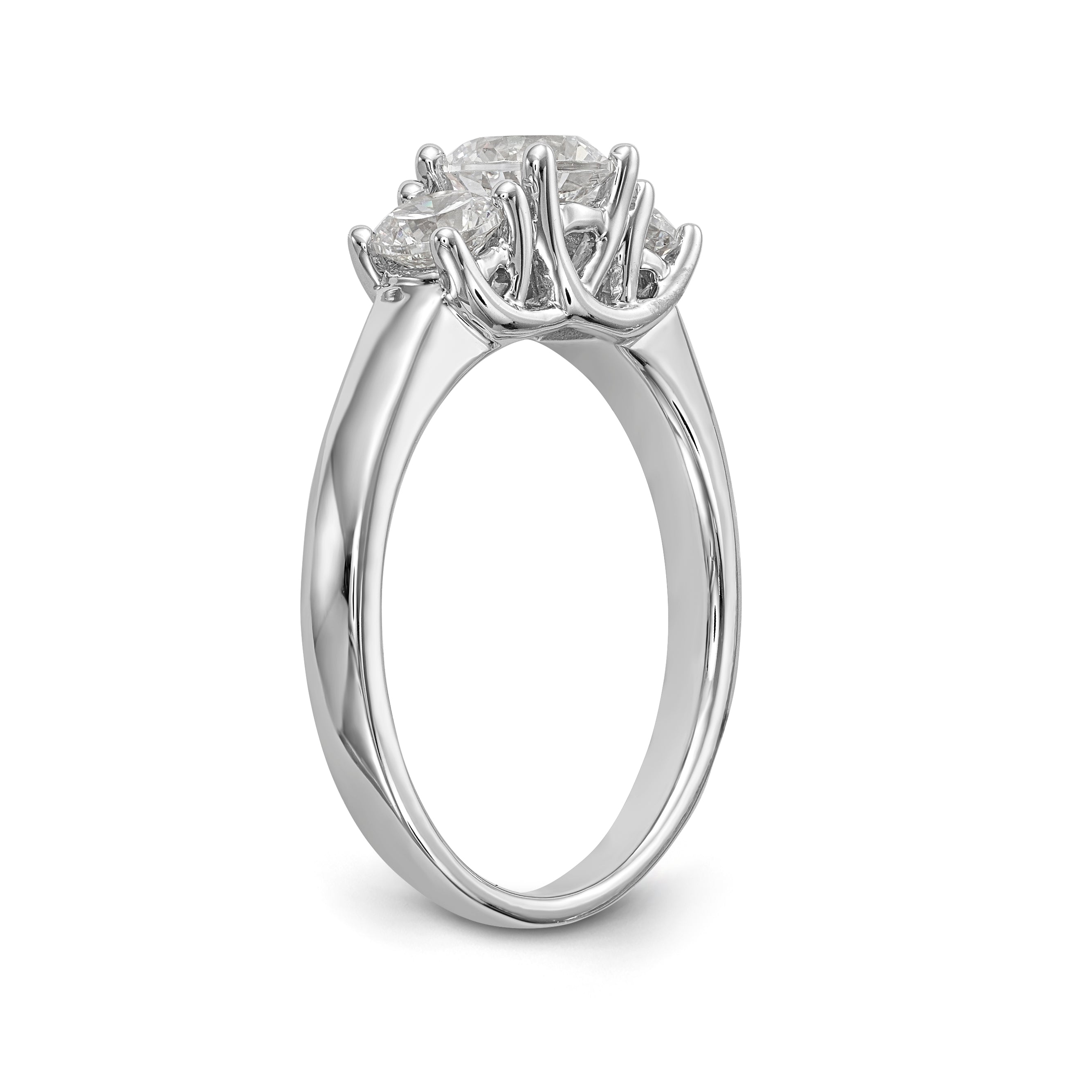 14K White Gold 3 Stone Simulated Diamond Engagement Ring