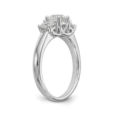 14K White Gold 3 Stone Simulated Diamond Engagement Ring