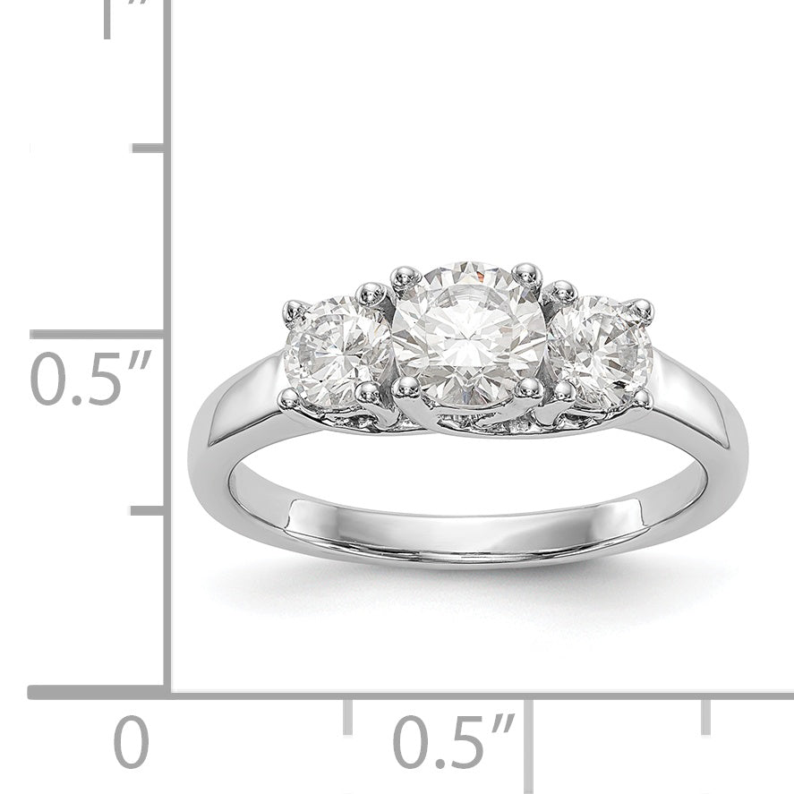 14K White Gold 3 Stone Simulated Diamond Engagement Ring
