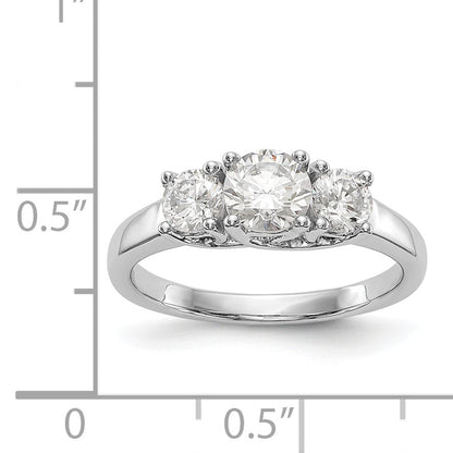 14K White Gold 3 Stone Simulated Diamond Engagement Ring