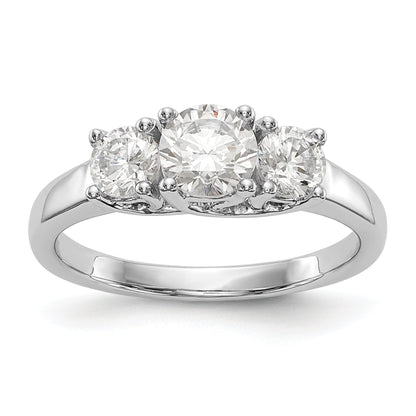 14K White Gold 3 Stone Simulated Diamond Engagement Ring