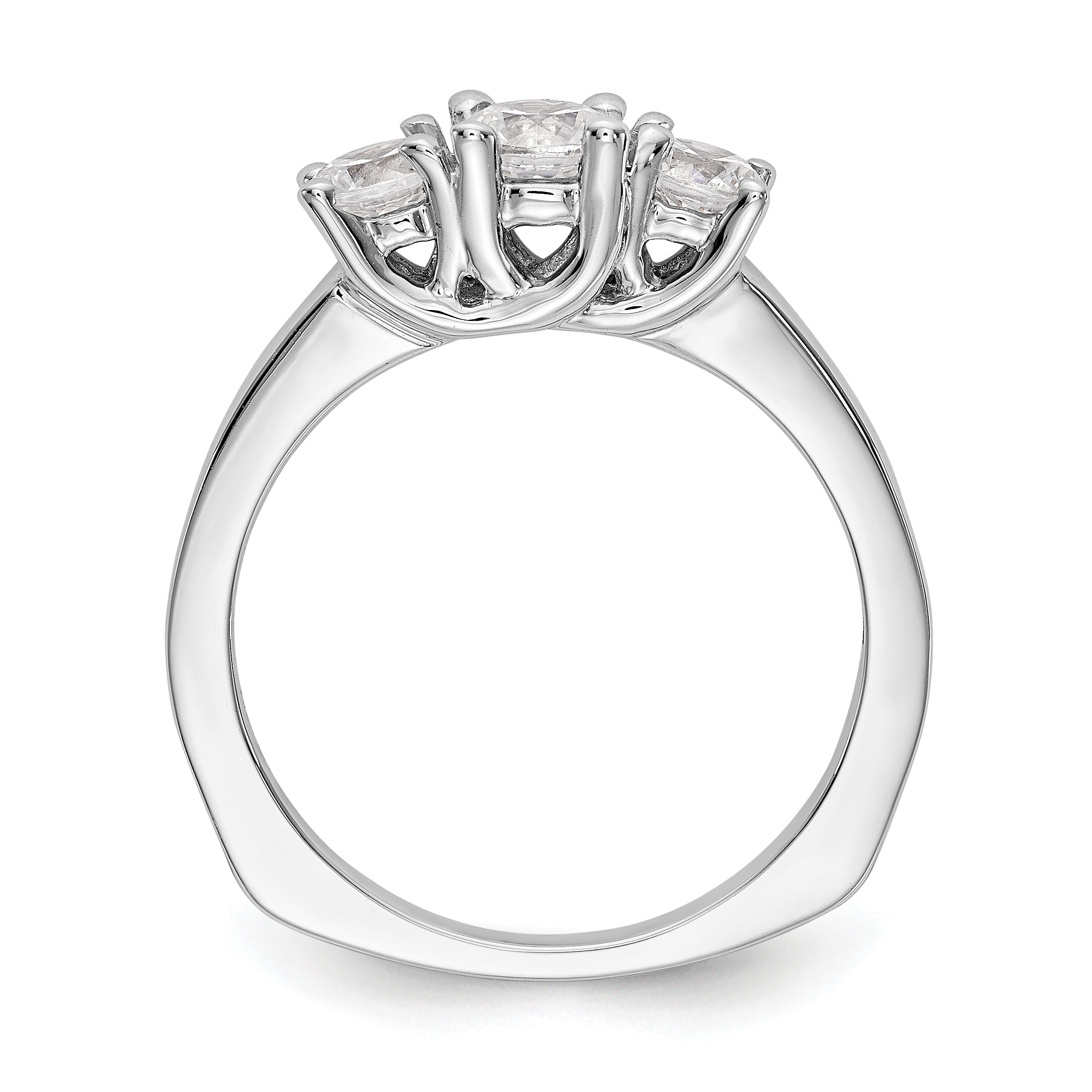 14K White Gold 3 Stone Simulated Diamond Engagement Ring