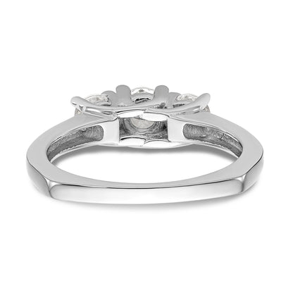 14K White Gold 3 Stone Simulated Diamond Engagement Ring