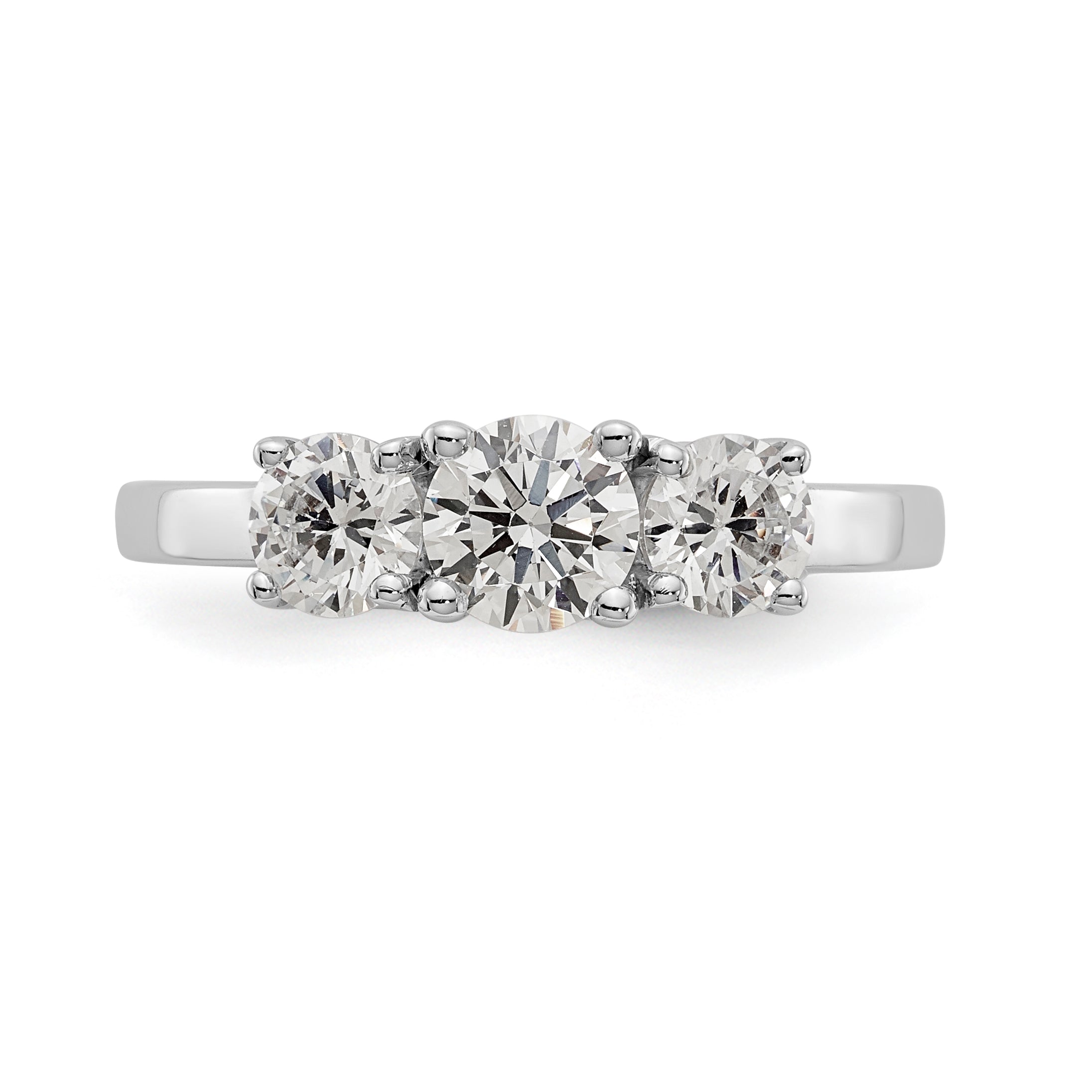 14K White Gold 3 Stone Simulated Diamond Engagement Ring