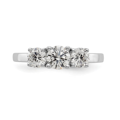 14K White Gold 3 Stone Simulated Diamond Engagement Ring