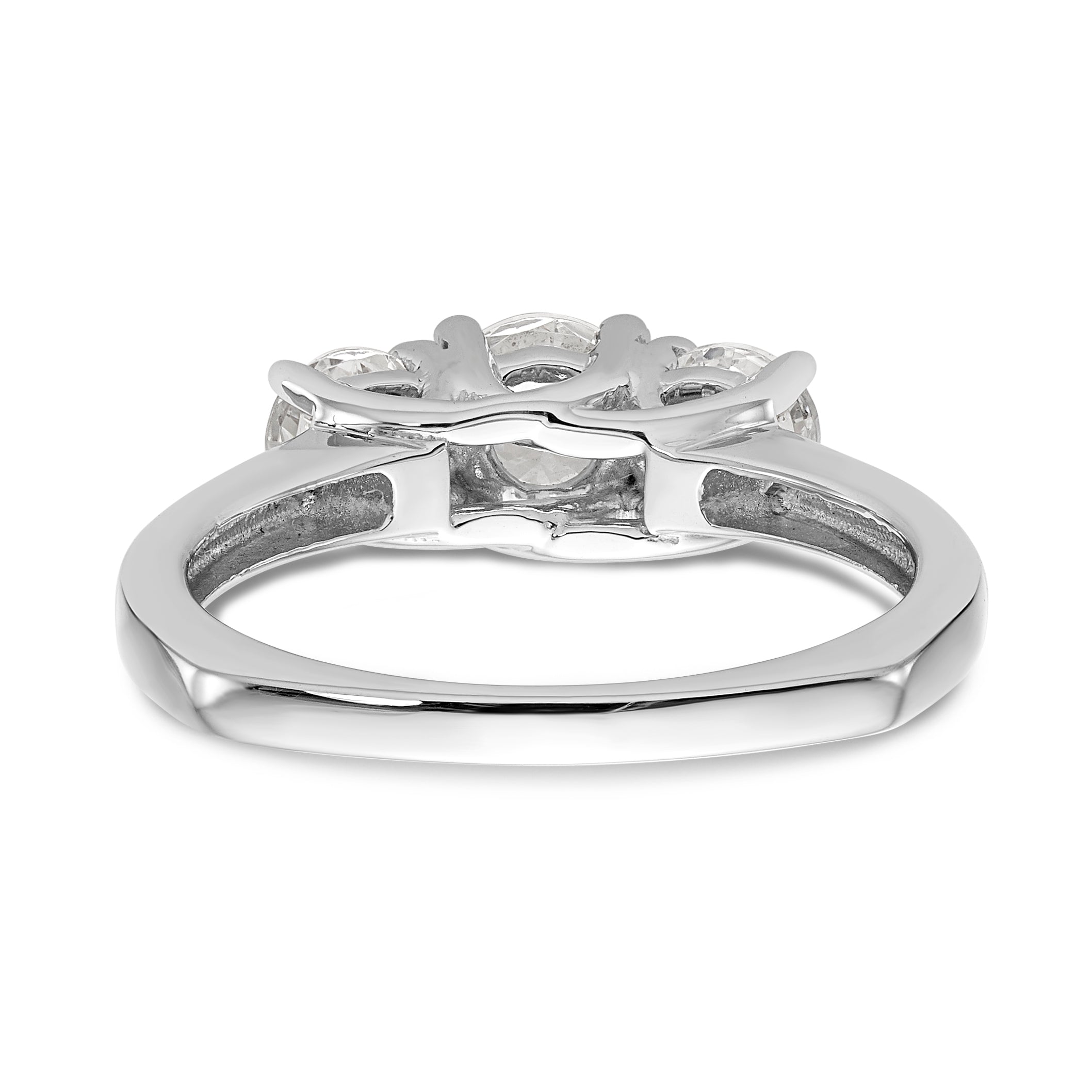 14K White Gold 3 Stone Simulated Diamond Engagement Ring