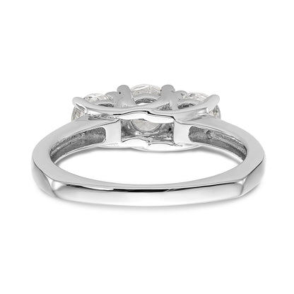 14K White Gold 3 Stone Simulated Diamond Engagement Ring