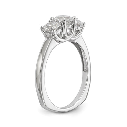 14K White Gold 3 Stone Simulated Diamond Engagement Ring