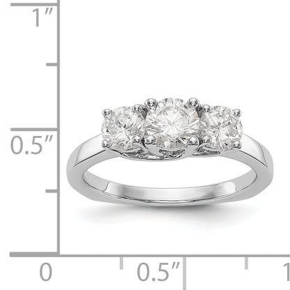 14K White Gold 3 Stone Simulated Diamond Engagement Ring