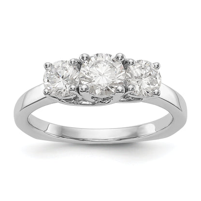 14K White Gold 3 Stone Simulated Diamond Engagement Ring