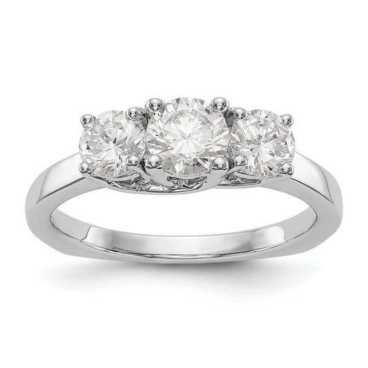 14K White Gold 3 Stone Simulated Diamond Engagement Ring