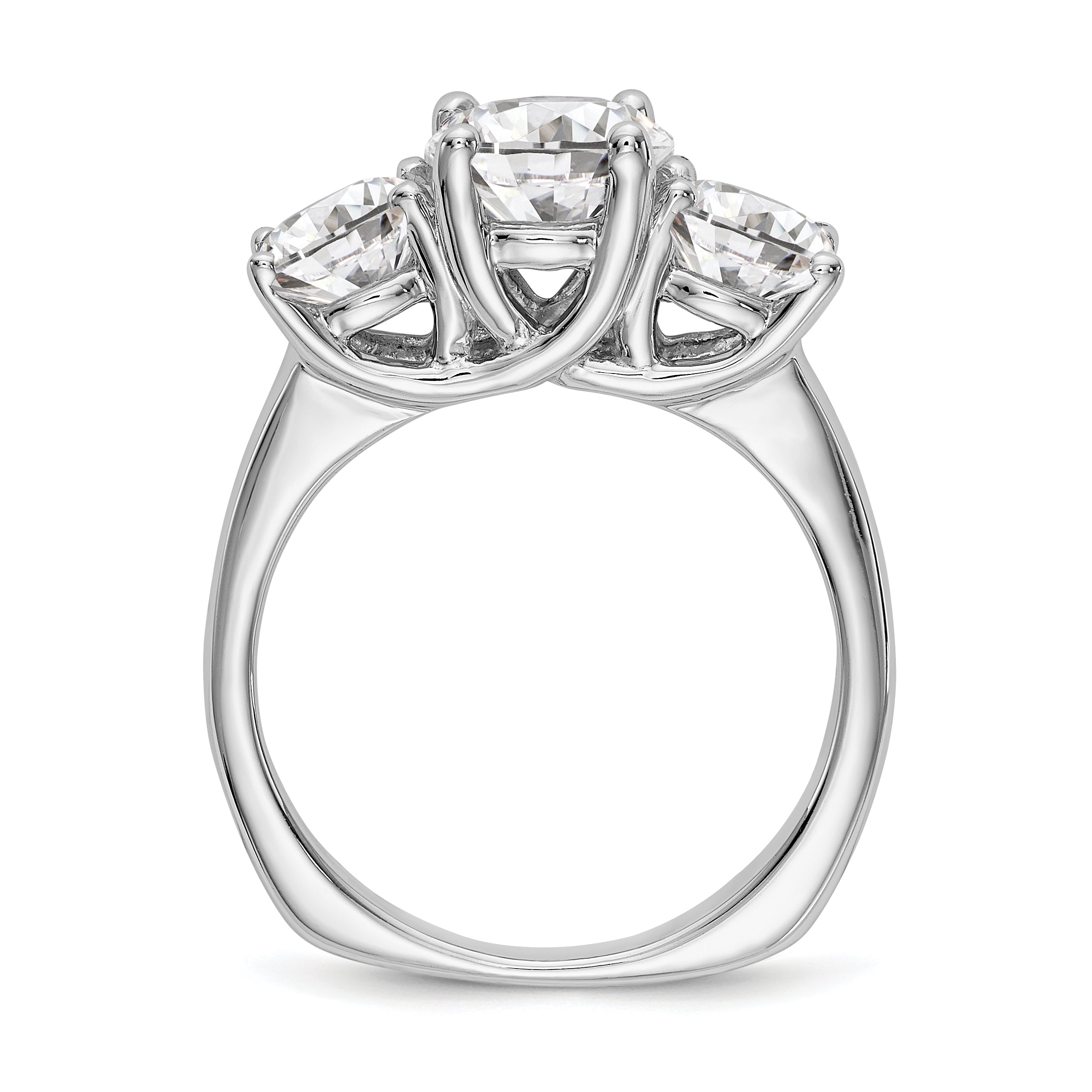 14K White Gold 3 Stone Simulated Diamond Engagement Ring