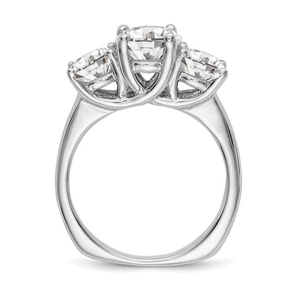 14K White Gold 3 Stone Simulated Diamond Engagement Ring