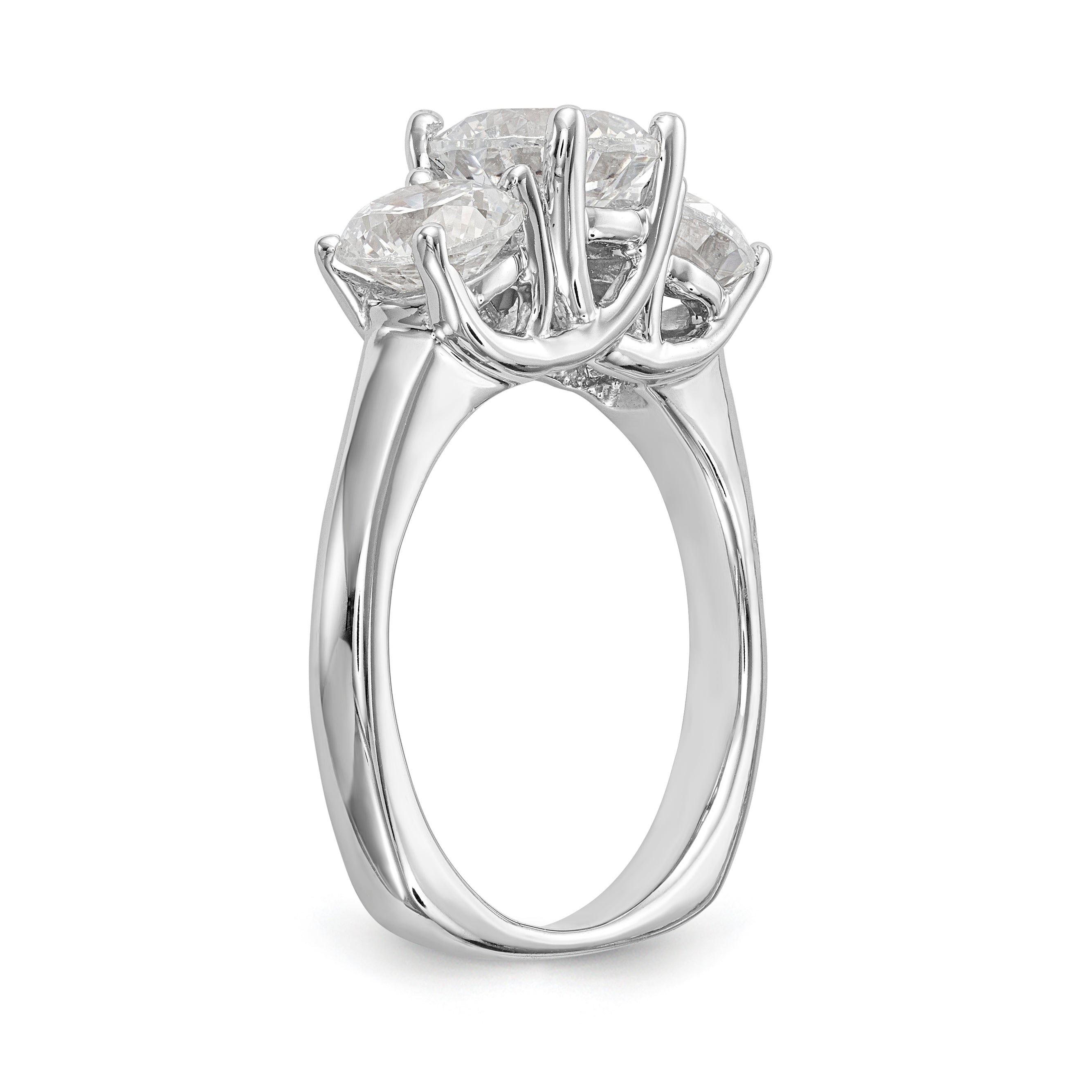 14K White Gold 3 Stone Simulated Diamond Engagement Ring