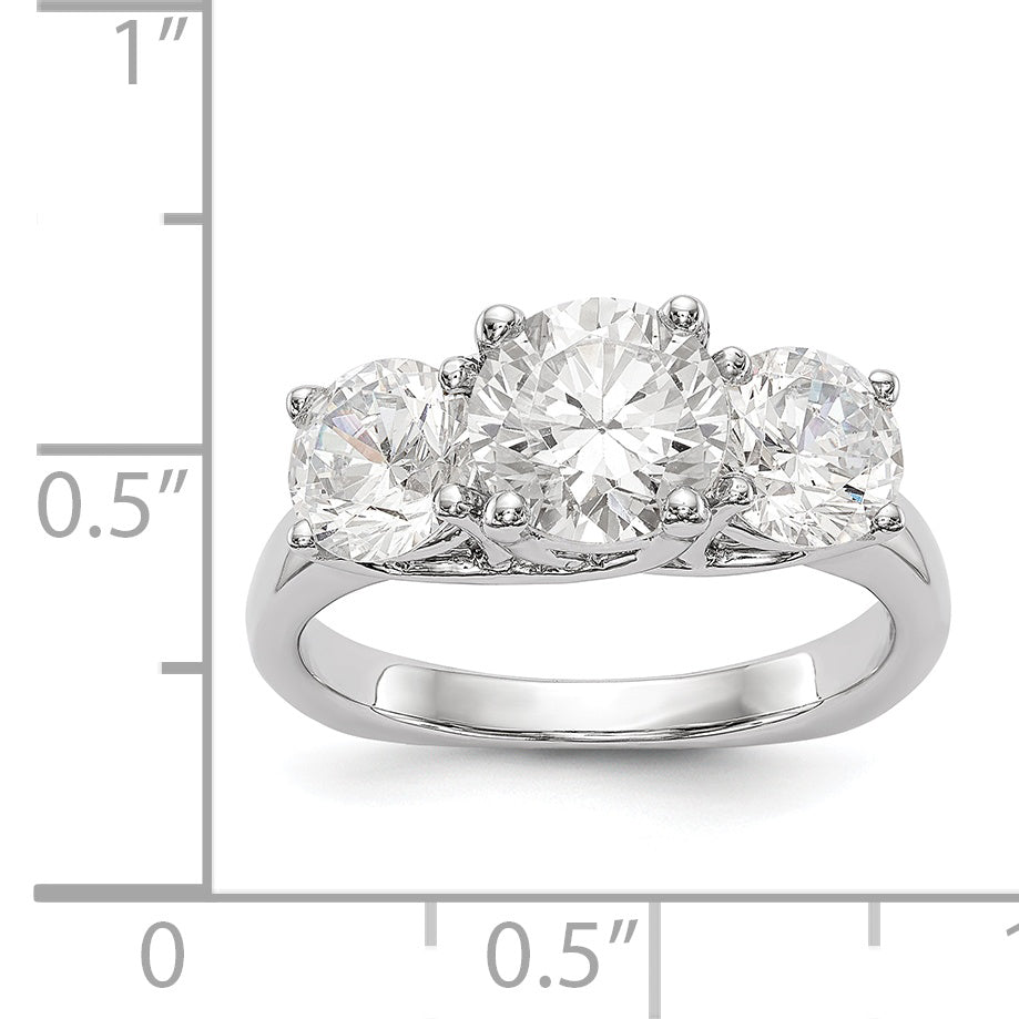 14K White Gold 3 Stone Simulated Diamond Engagement Ring
