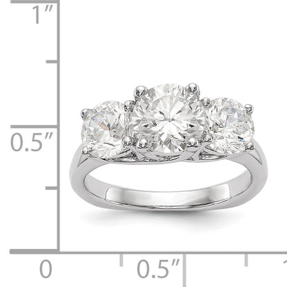 14K White Gold 3 Stone Simulated Diamond Engagement Ring
