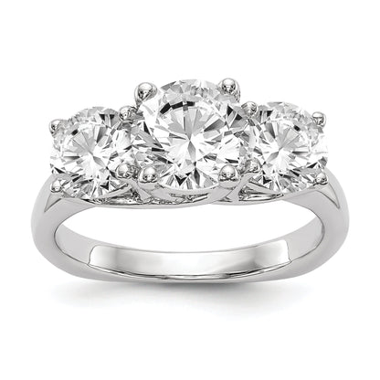 14K White Gold 3 Stone Simulated Diamond Engagement Ring