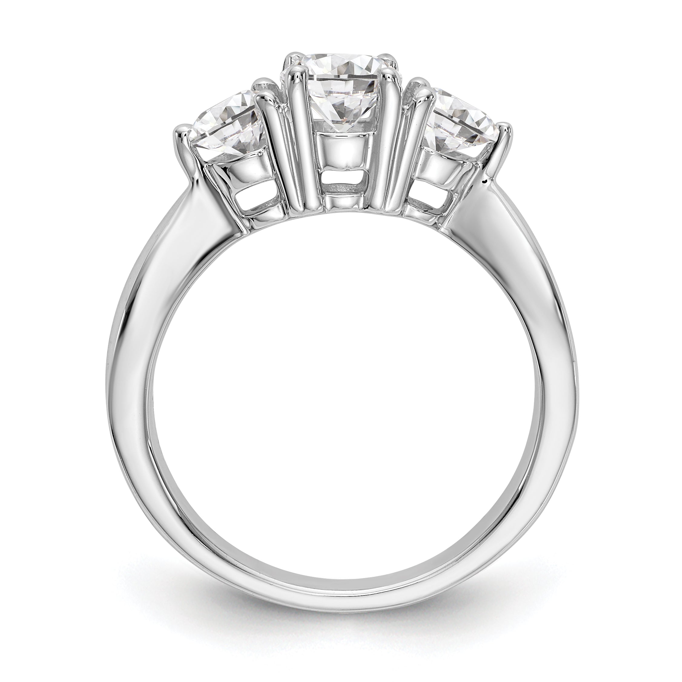 14K White Gold 3 Stone Simulated Diamond Engagement Ring