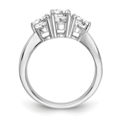 14K White Gold 3 Stone Simulated Diamond Engagement Ring