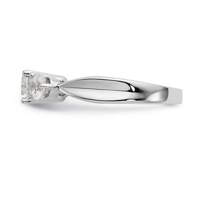 14K White Gold 3 Stone Simulated Diamond Engagement Ring